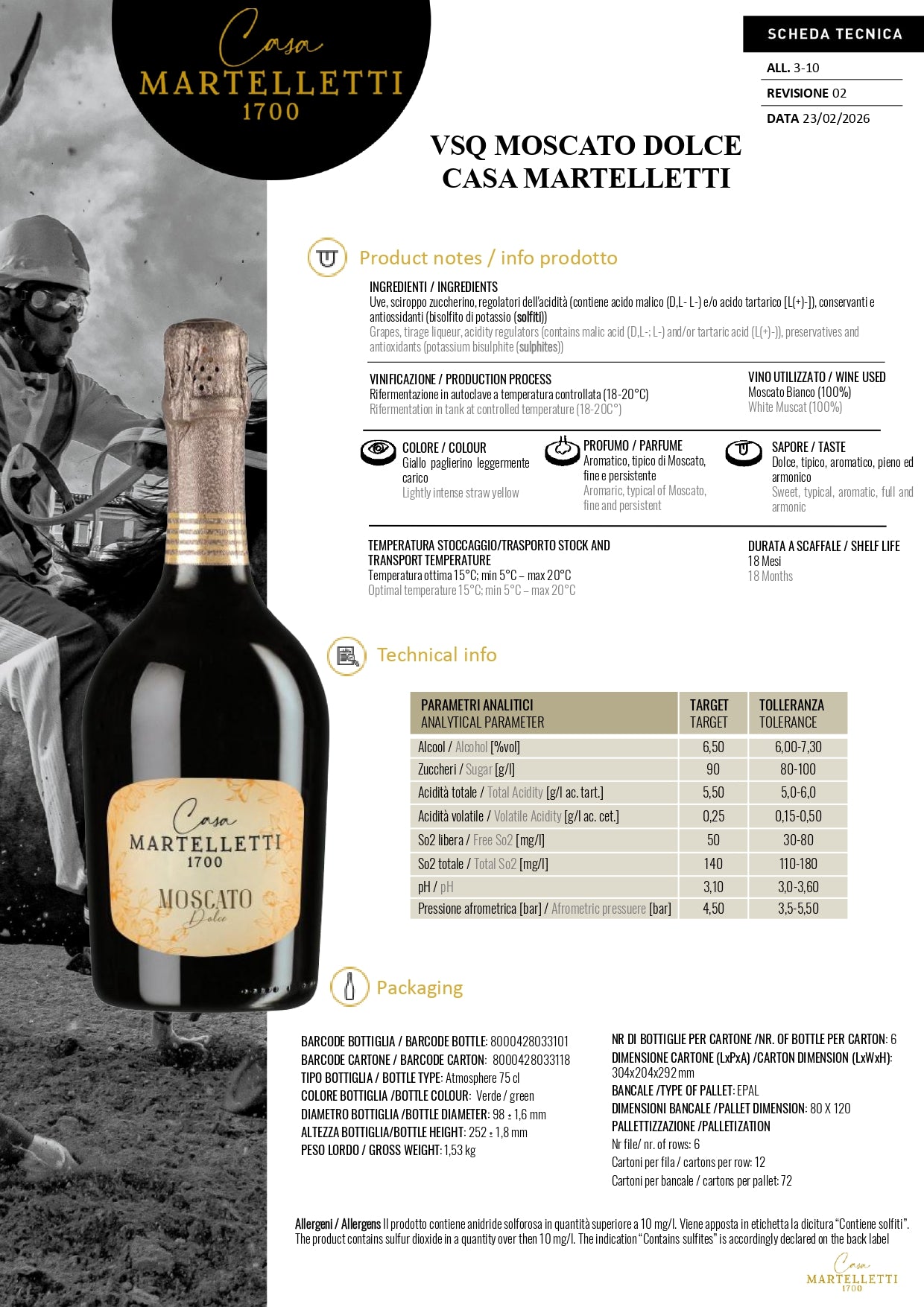 Moscato Dolce Spumante — Casa Martelletti 1700